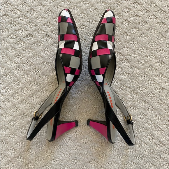 🎉HP🎉 MIU MIU slingback woven leather kitten heel pumps, size EU 36 - Picture 5 of 11